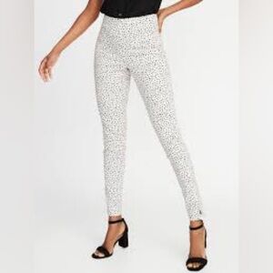 Old Navy Size 10 Black/White Slim Stretch Ankle Side Zip Hollywood Waist Pants